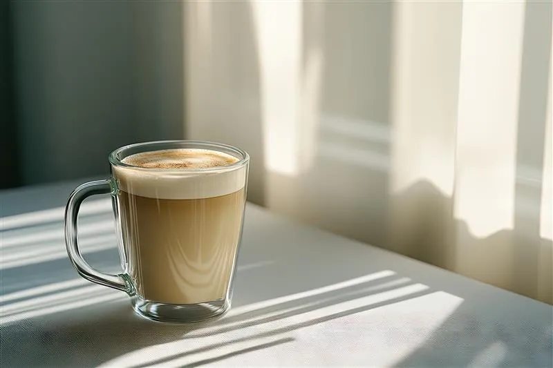 Tazza di caffè su un tavolo vicino a una finestra